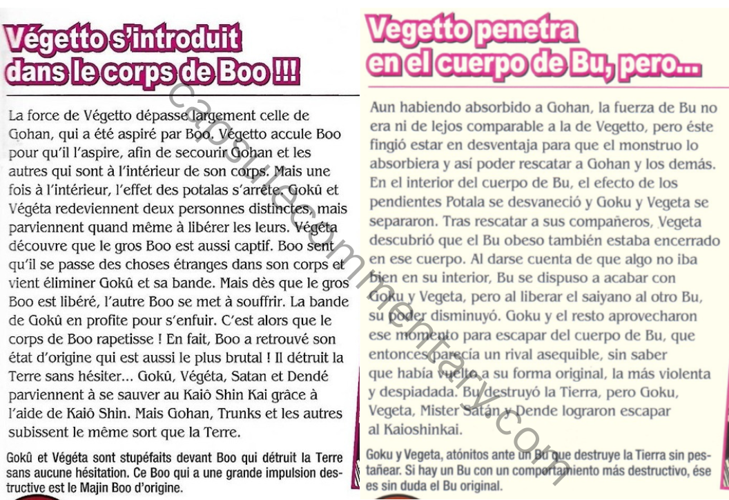 Le Manga de Légende Issue 49 page 7. Left: Original French, Right: Spanish mistranslation.