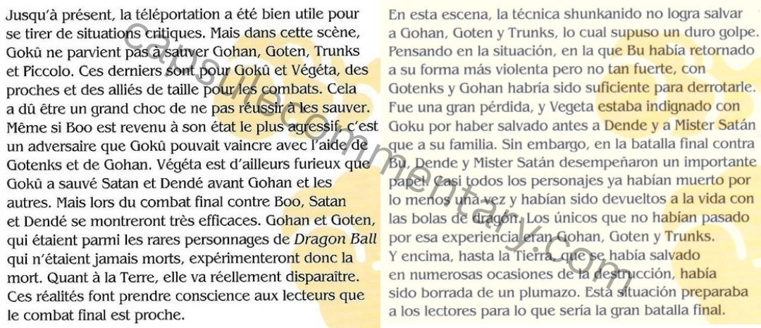 Le Manga de Légende Issue 49 page 19. Left: Original French, Right: Spanish mistranslation.