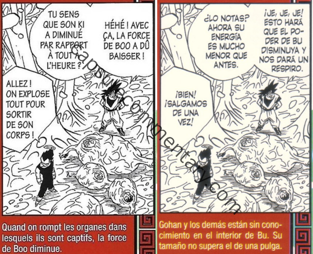 Le Manga de Légende Issue 48 page 15. Left: Original French, Right: Spanish mistranslation.
