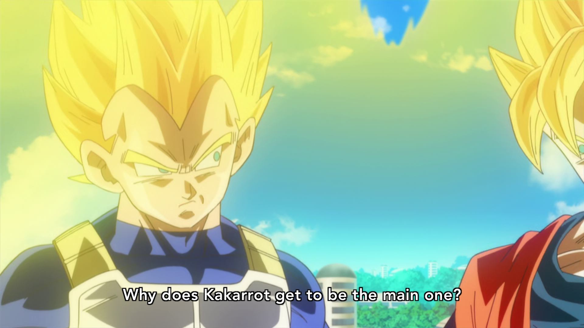 Dragon Ball Z: Battle of Gods. Goku is selected to become the Super Saiyan God, not Gohan.