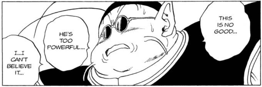 Kaiō's reaction to 50% Freeza fighting Goku using Kaiō-ken x10 in Dragon Ball chapter 312 page 13