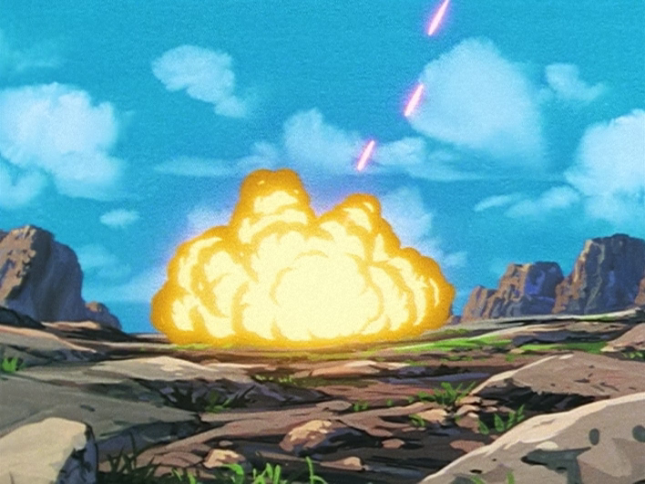 Dabura blasting Buu in Dragon Ball Z episode 235