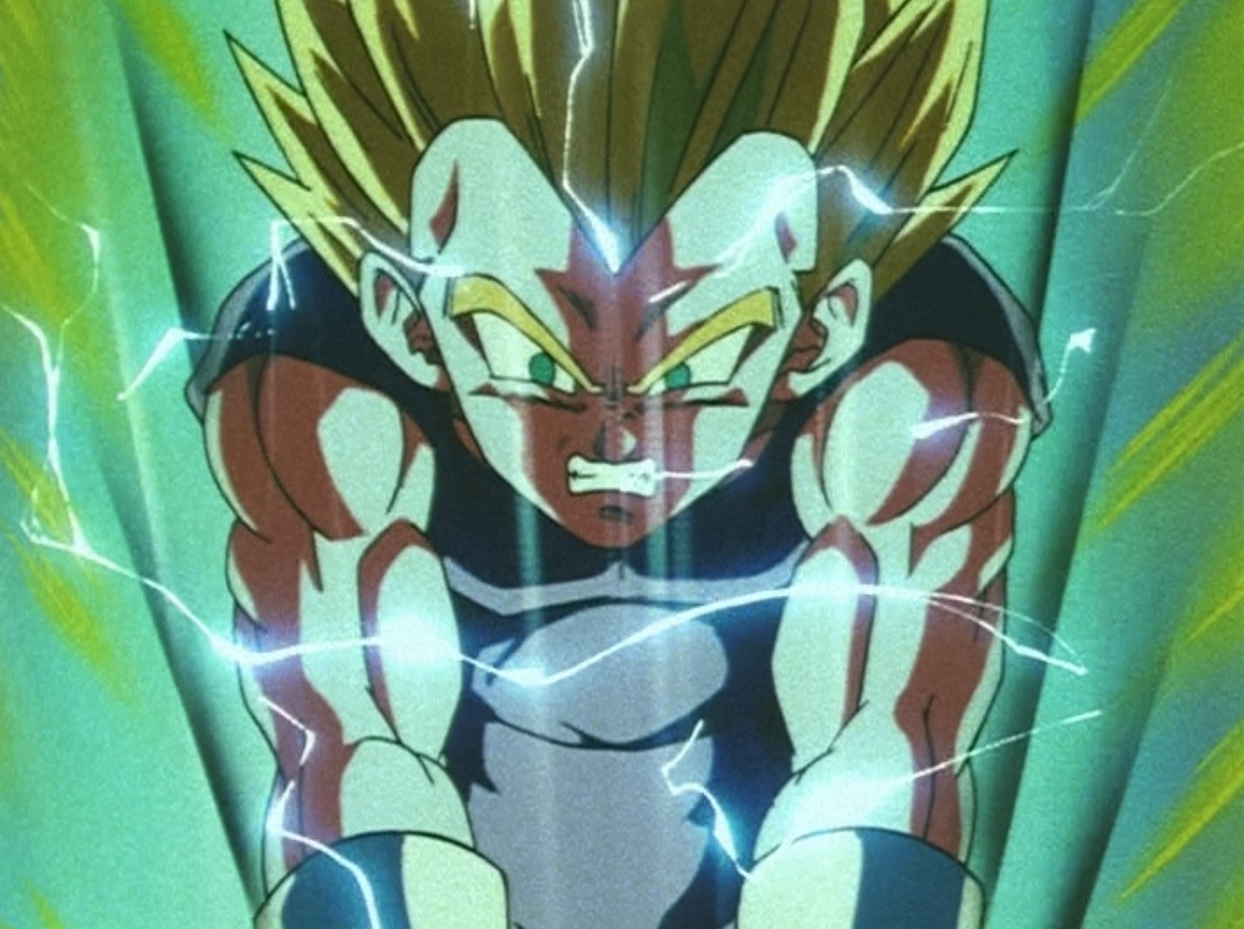 Super Saiyan 2 Vegeta fighting Kid Buu in Dragon Ball Z episode 281