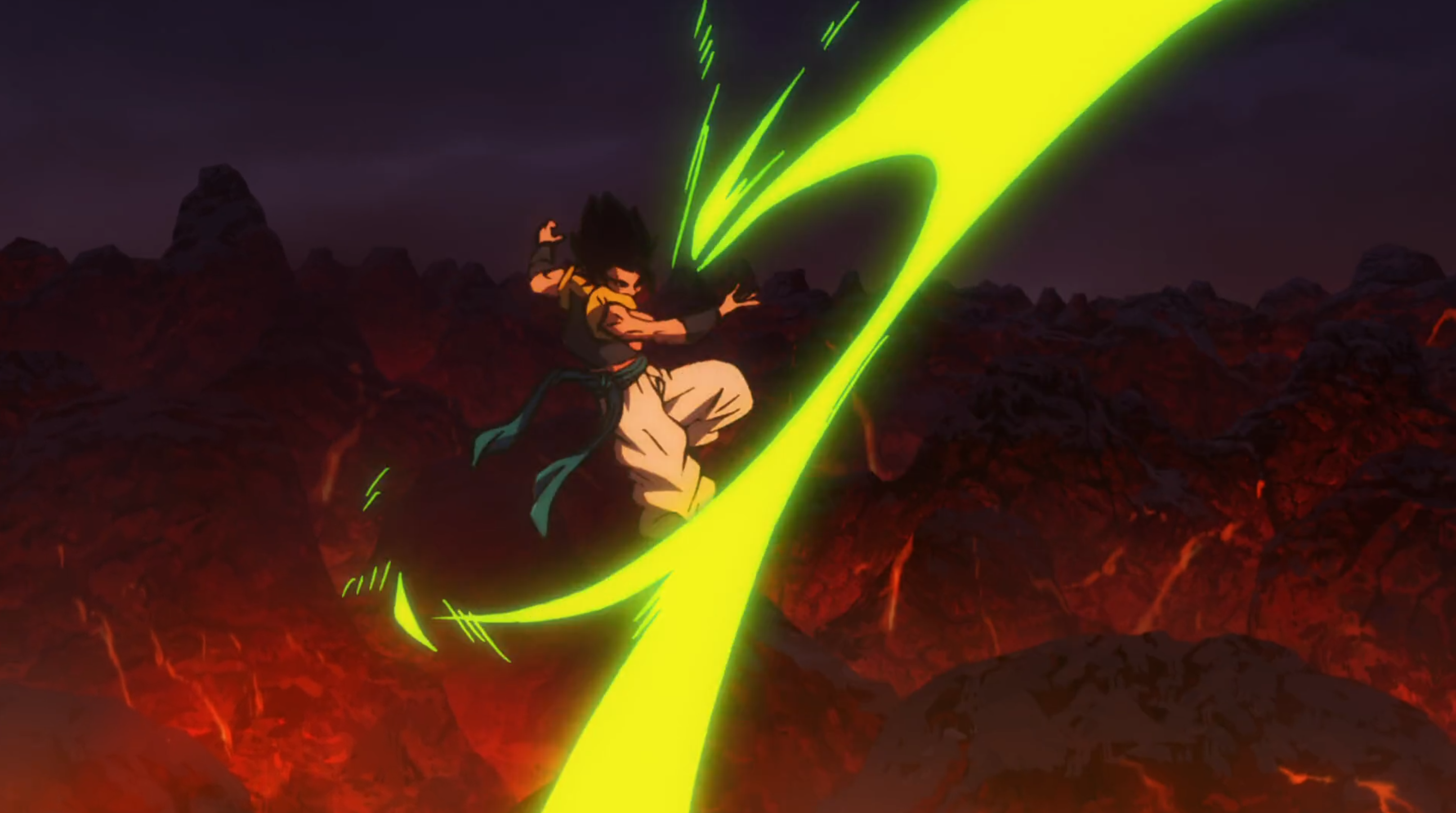 Base Gogeta easily dealing with Super Saiyan 1 Broly in Dragon Ball Super: Broly